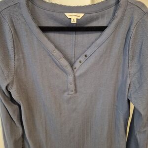 Lucky Brand Women's Long Sleeve Henley in Soft Blue